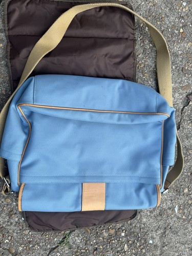 Coach J045-6437 Transatlantic Messenger Laptop Bag Blue/Tan With Sleeve! - Picture 8 of 8