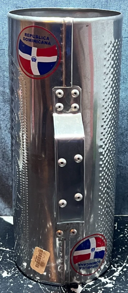 DOMINICAN GUIRA El Buscon Metal Merengue Percussion Musical Instrument 12" Tall - Image 2 of 4