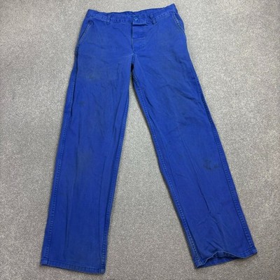 VINTAGE französische Hose Erwachsene 30x30 blau Workwear Chore Faded Distressed Herren