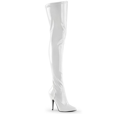 Sale SEDUCE-3000 Pleaser Stiletto High-Heels Stretch Overkneestiefel weiß Gr 38
