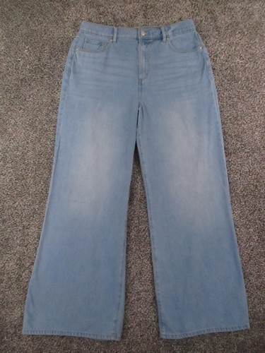 LOFT The Palazzo Jeans Womens 10 Blue Light Wash High Rise Wide Leg 31x30 - Picture 1 of 11