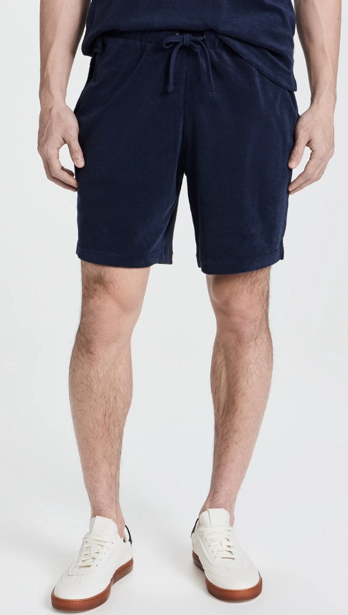 Onia sweatshorts shorts mens L Large navy pockets terry pull-on MBS41-03 $120
