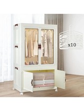 Portable Wardrobe Closet Storage Organizer Clothes Folding Bins Lid Stackable