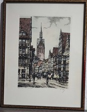 Bild mit Bilderrahmen mit Signatur Hannover Marktkirche