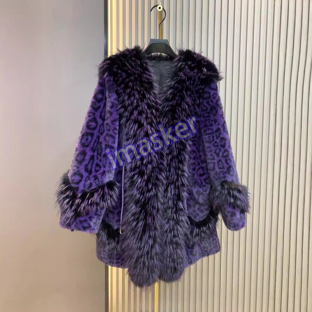 Winter Leopard Print Faux Fur Jacket Women Casual Mink Coat Overcoat