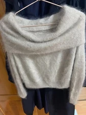 Angora Wool Blended Jumper Fluffy Fuzzy Cowl Neck Sweater
