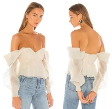 NWT House of Harlow 1960 x Revolve MEDIUM Burna Corset Blouse in Cream