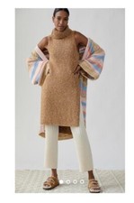 Anthropologie Tunic Flowy Turtleneck Amber Wool Cotton Mid Splits Dress Sm