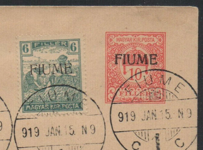 ✔️ FIUME COVER 1918. 10F RED ONLY 500 ISSUED! RRR! SIGNED MARTINAS, CV €600 - Image 2 of 3