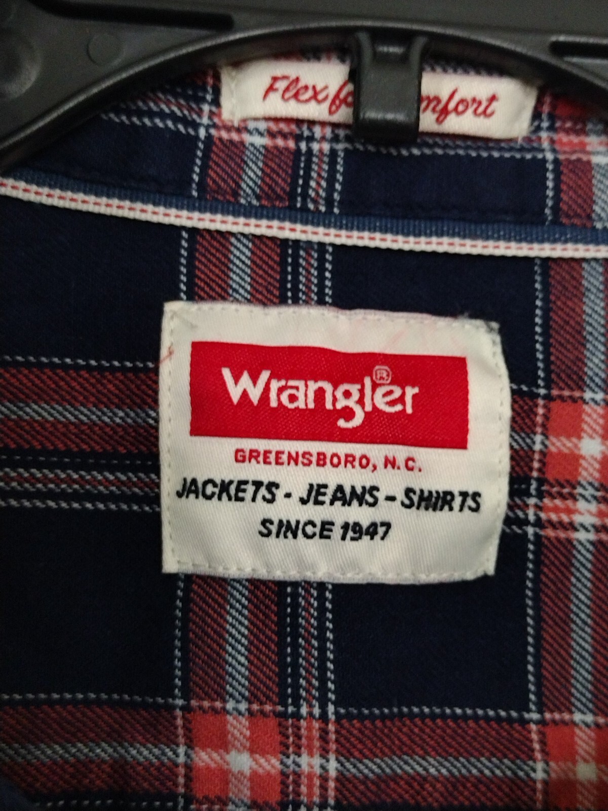 MEN Wrangler Flex For Comfort PLAID SHIRT Size 3XL Pockets w/buttons Long Sleeve thumbnail 8