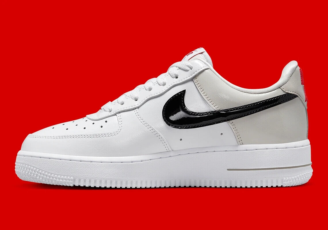Nike Air Force 1 07 ESS с низким берцем из белой лакированной кожи DQ7570 001 Женский размер