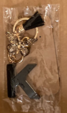 LETTER K INITIAL ACRYLIC TASSEL BUTTERFLY KEYCHAIN