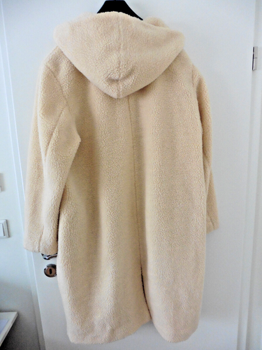 bonprix Damen WebpelzTeddy Mantel Gr. 48 Beige gefüttert Kapuze shell Tissu - Bild 2 von 11