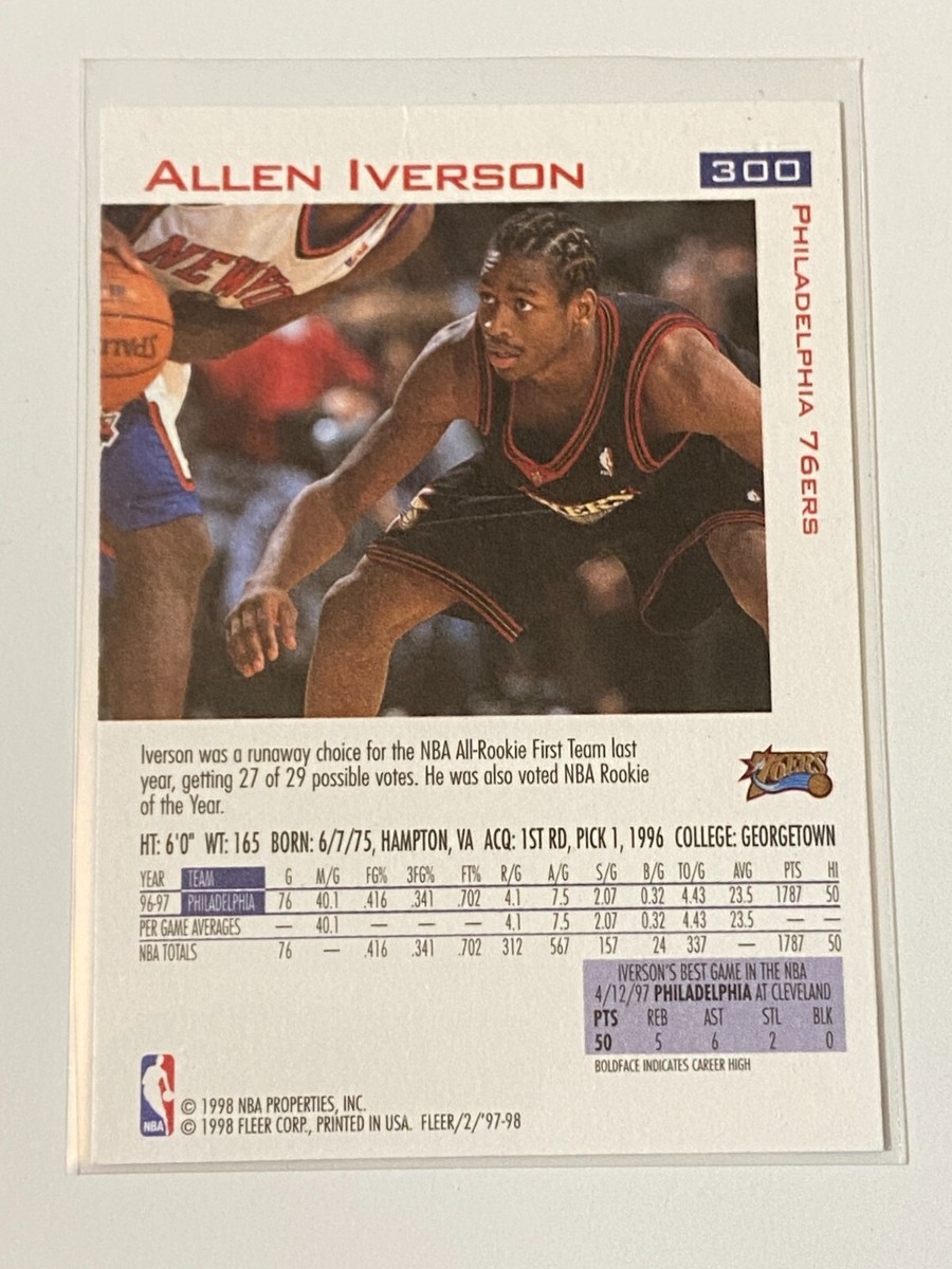 🏀 1997-98 Fleer Basketball Base Card #3 Allen IVERSON 🏀 | eBay