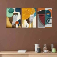 3pcs  Modern Abstract Geometric Wall Art Canvas Framed 50x70cm