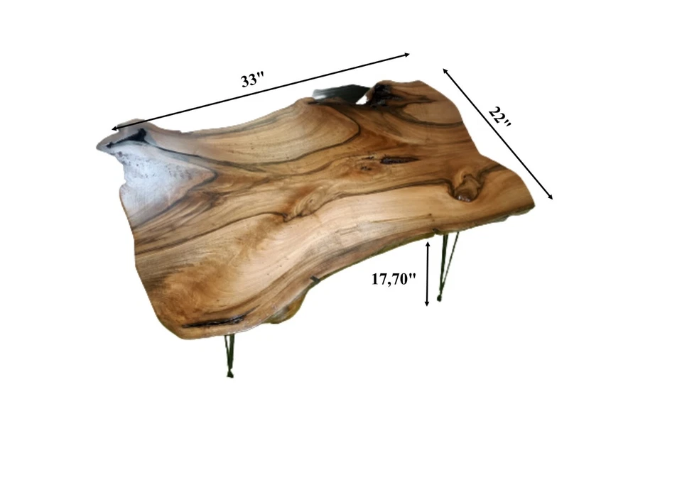 Mesa de centro rústica Live Edge mesa de centro mesa de madera maciza nogal mesa rústica Foto 2 de 4