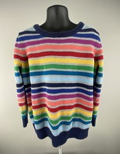 HANNA ANDERSSON GIRLS COTTON SWEATER, 120, 6-7, STRIPED, WARM, Rainbow