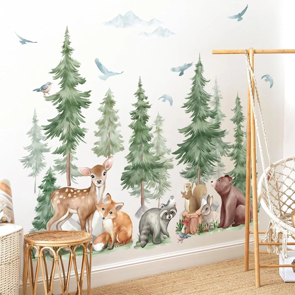 4-Piece Large Animal Wall Stickers Set - Bear & Fox for Playrooms & Nurseries - Image 3 of 4
