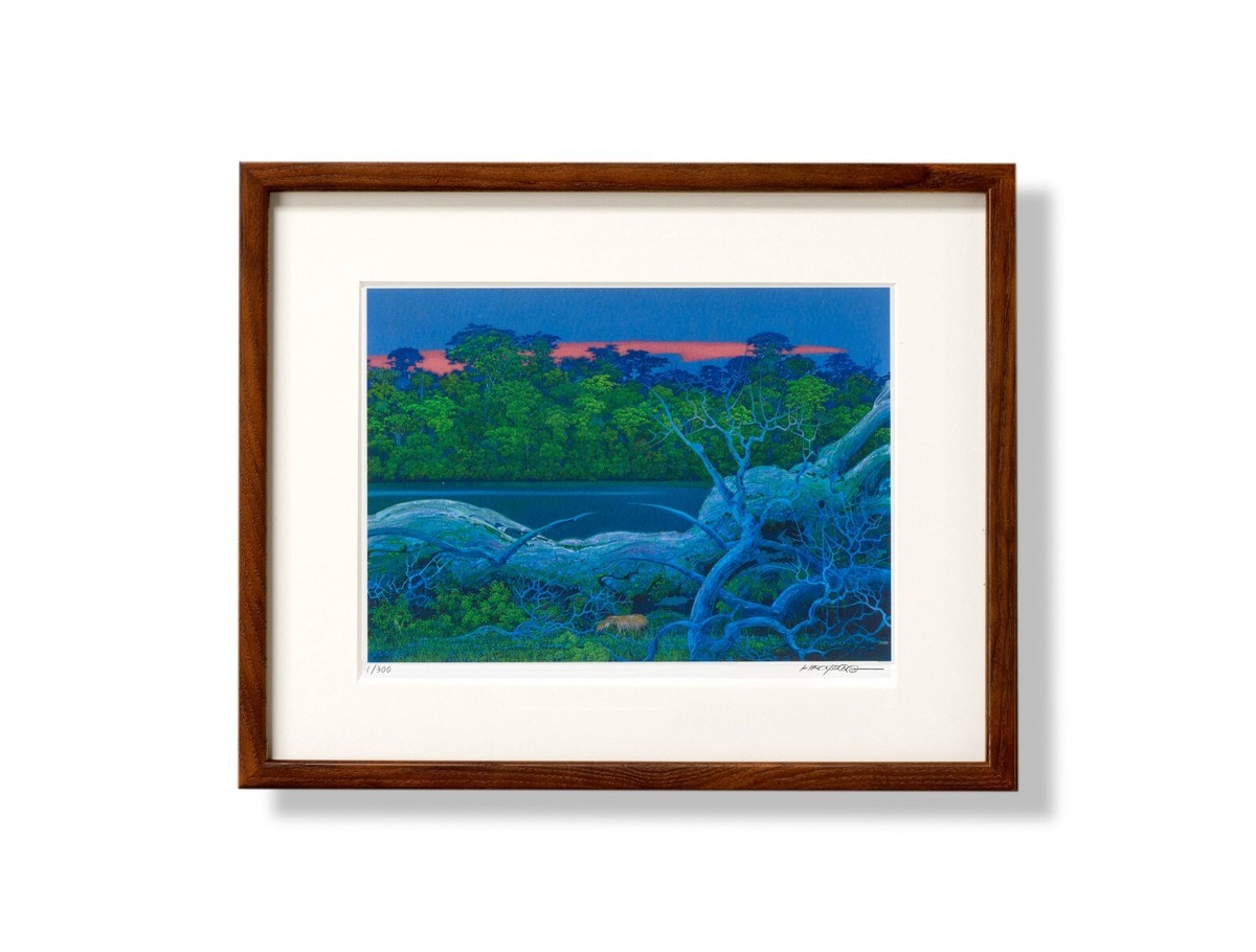 Hiroo Isono Art Long Long River 320×260mm w/frame Printmaking ed