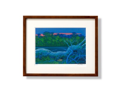 Hiroo Isono Art Long Long River 320×260mm w/frame Printmaking ed