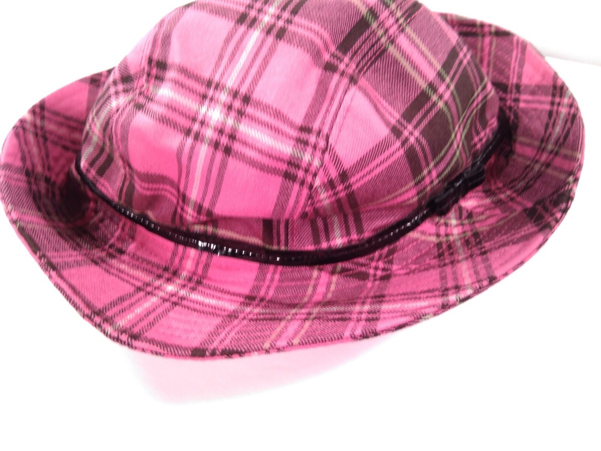 Vintage Authentic Coach Pink Plaid Wool Bucket Hat M/L 2694  display picture 3