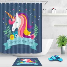 Rainbow Unicorn Waterproof Bath Polyester Shower Curtain Liner Water Resistant