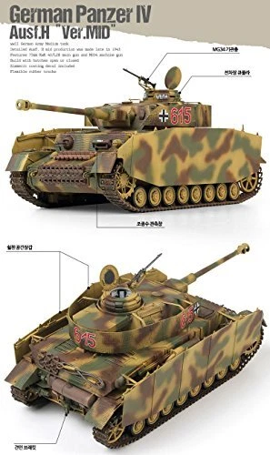 German Panzer IV Ausf.H. Pz.kpfw.IV Ausf.h "Ver Mid" Plastic Kit 1:25 Model - Immagine 4 di 4