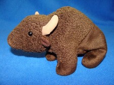 Stuffed Animal Bean Stuffed Buffalo Brown 7 x 4 x 3.5 Missing Tag Used