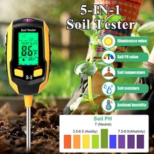 5 in 1 Digital LCD PH Soil Tester Plant Moisture Humidity Temperature Test Meter