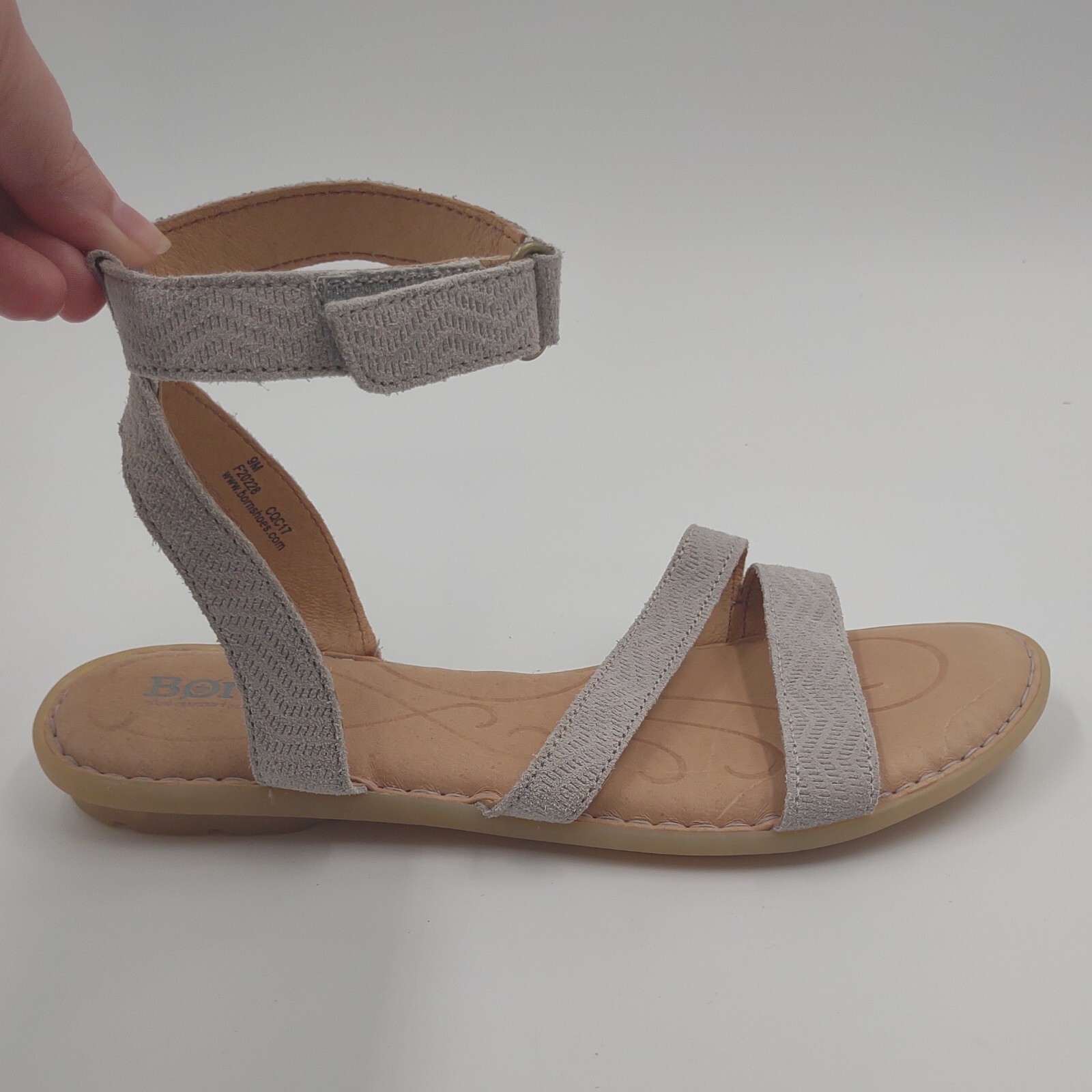 Born Sandals August Gray Leather Ankle Strap Shoes Women Size 9 | eBay