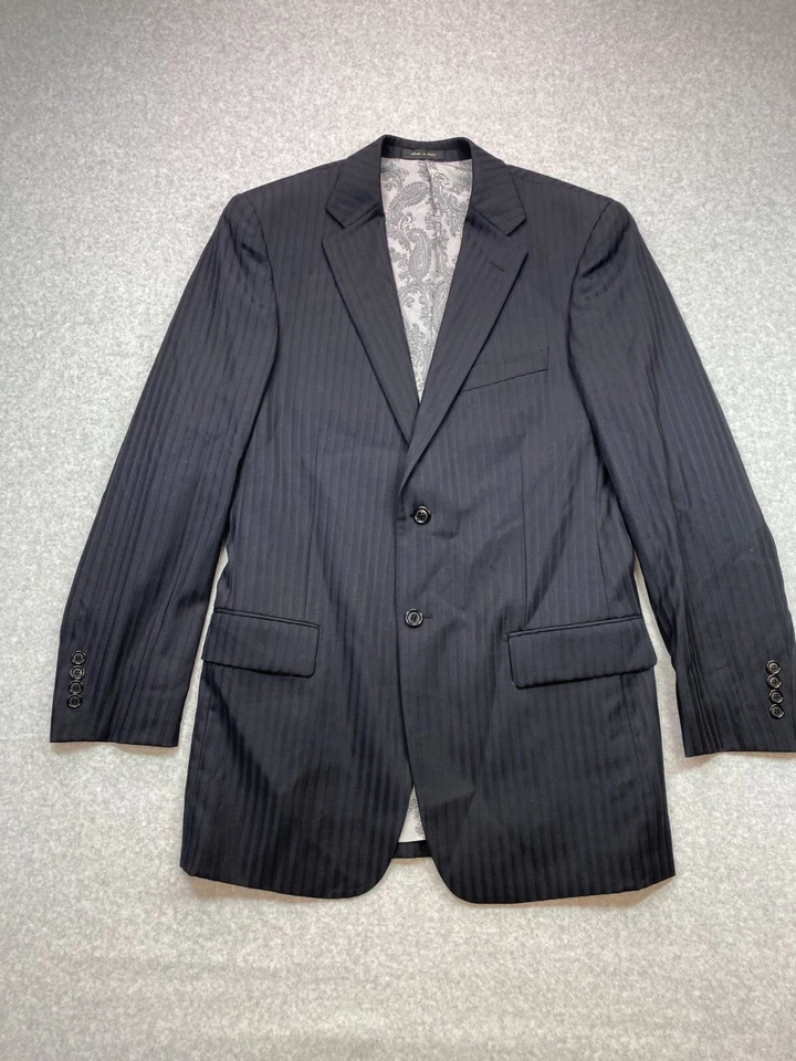 Tiglio Jacket Mens 40L Black Striped Wool Blazer Luxury Blazer Old Money - Image 3 of 4