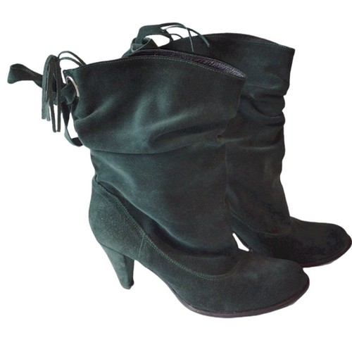 Lavorazione Artigiana Hand Made Italy Green Suede Boho Heeled Slouch Boots EU 40 - 第 2/9 張圖片