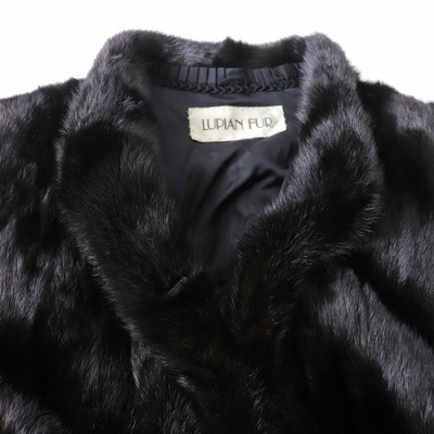 Lupian Fur Mink Reverse Hair Genuine Coat Dark Brown size 15/2XL 