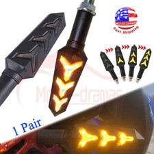 2x Flowing Universal Motorcycle Led Turn Signal Indicator Light Arrow Amber Lamp