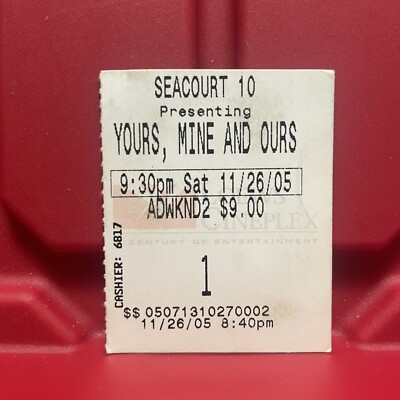 Yours Mine And Ours Seacourt 10 Movie Theater Ticket Stub November 2005