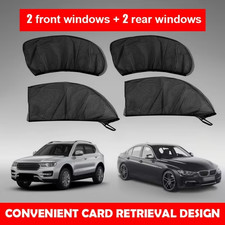4PCS Car Window Sunshade Set Mesh UV Protection Bug Screen Cover