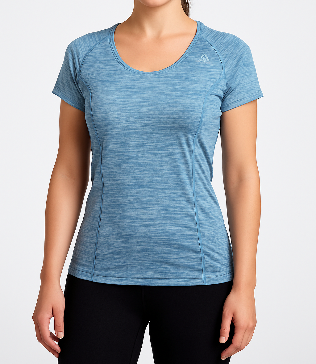 Reebok Women’s Blue Heather Short Sleeve Athletic Top Size M Medium Activewear