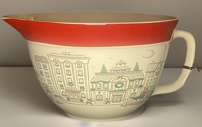 Christmas Holiday 2 Quart Ceramic Mixing Baking Bowl With Whisk