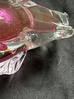 Pink Elephant Clear Glass with Pink Swirls Figurine with Bubbles and Trunk Up — photo 7