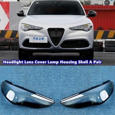 2PCS For Alfa Romeo Stelvio 17-2024 25 Left Right Headlight Headlamp Lens Cover
