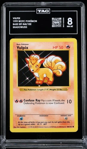 1999 WOTC Pokemon Base Set Shadowless VULPIX card no. 68 - TAG 8 - READ DESC.