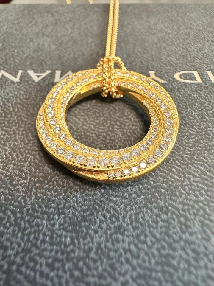 Nuevo Collar Colgante David YURMAN 26mm Cruzado Esterlina/Plata/Oro Diamante 17 pulgadas Foto 3 de 4