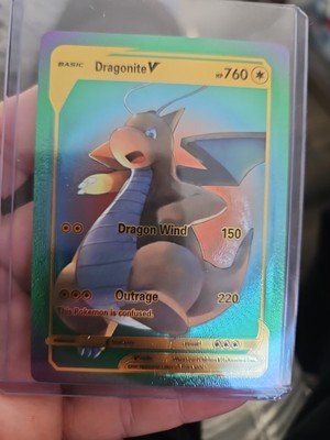 Dragonite V Rainbow Foil Fan Art Textured Collector Card HP760 | eBay