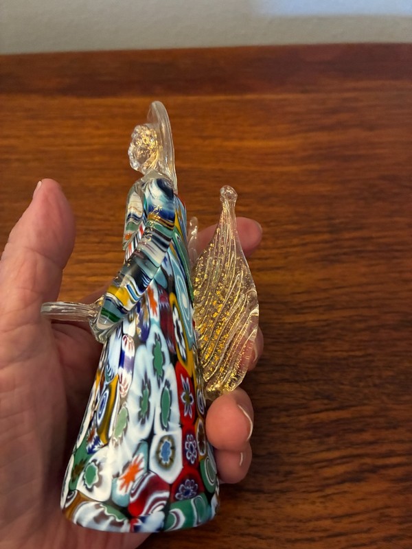 Vintage Murano w/Millefiore Pattern Art Glass w/Gold Flecks  5.25" Tall   Italy