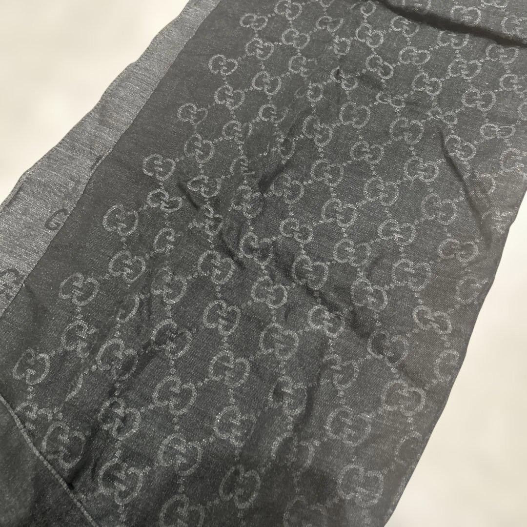 Auth GUCCI GG pattern Large Stole Reversible Blac… - image 15