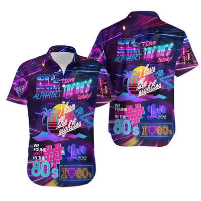 Neon I Love the 80s Hawaiian Shirt Retro Synthwave Party Gift for Men Women