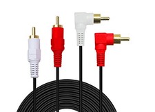 2RCA Cable,6Ft Gold Plated 90 Degree Right Angle 2-Male to 2-Male RCA Audio Cabl