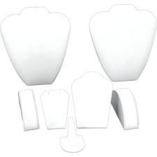 White Leatherette Jewelry Display 6 Pc Set Bonus