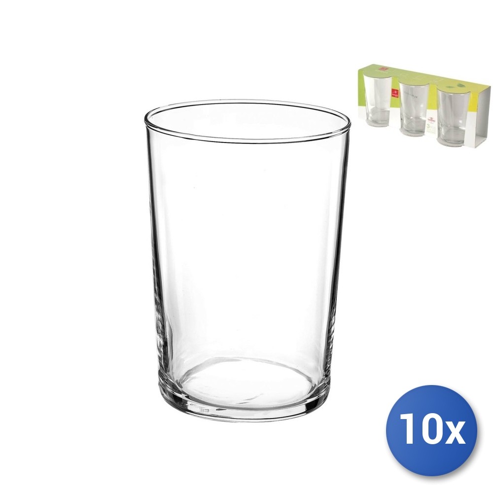 10 Packs 3 Glasses In Glass Bodega Maxi 50 cl Transparent Bormioli Rocco