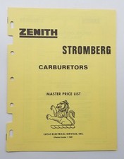 1969 Lucas Zenith Stromberg Master Carburetors Parts Price List Book Catalog